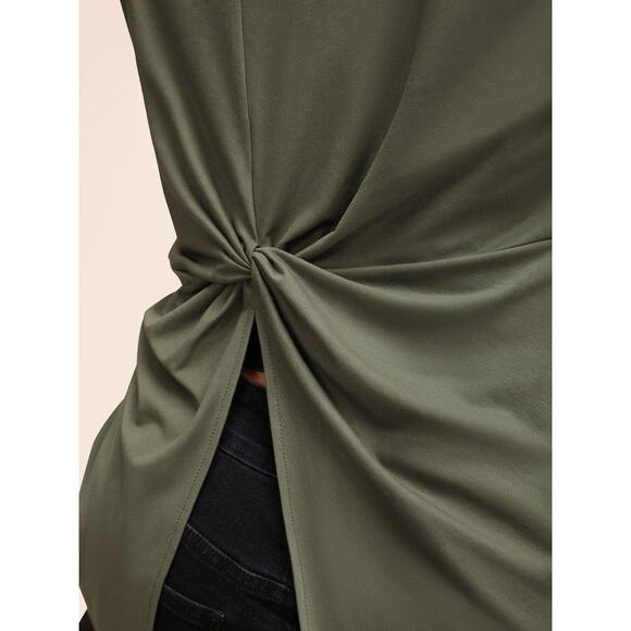 Size 12 Large Sage Green BloomChic Twist Back V Neck T shirt Stretch - Picture 4 of 8